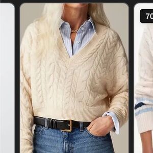 J. Crew Cream V-Neck Sweater